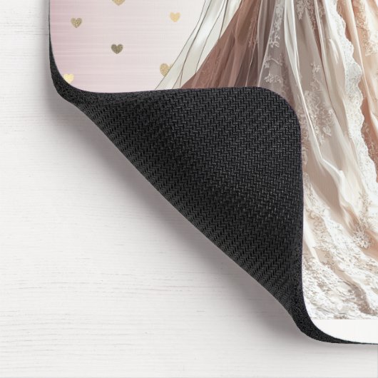 バラ冬の結婚式の花嫁ゴールデンシャイニーハートパーティー マウスパッド (コーナー)