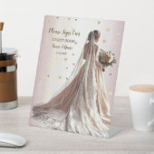 バラ冬の結婚式の花嫁ゴールデンシャイニーハートパーティー 台座サイン (インサイチュ)