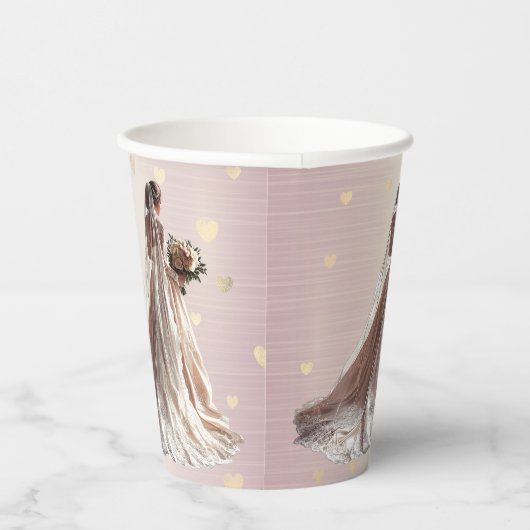 バラ冬の結婚式の花嫁ゴールデンシャイニーハートパーティー 紙コップ (右)