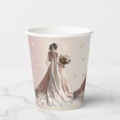 バラ冬の結婚式の花嫁ゴールデンシャイニーハートパーティー 紙コップ (正面)