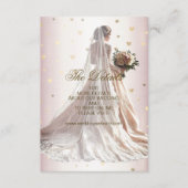 バラ冬の結婚式の花嫁ゴールデンシャイニーハート エンクロージャーカード (正面)