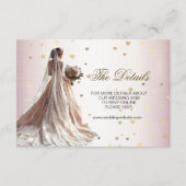 バラ冬の結婚式の花嫁ゴールデンシャイニーハート エンクロージャーカード (正面)