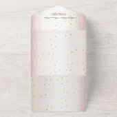 バラ冬の結婚式の花嫁ゴールデンシャイニーハート オールインワン招待状 (外側)