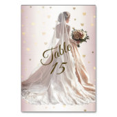 バラ冬の結婚式の花嫁ゴールデンシャイニーハート テーブルナンバー (裏面)