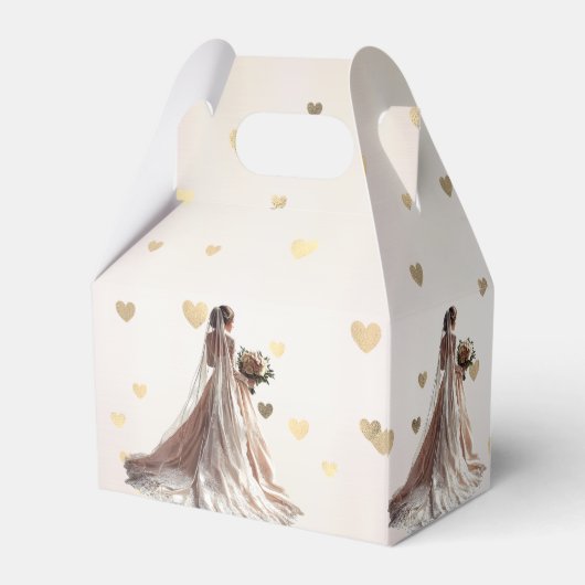 バラ冬の結婚式の花嫁ゴールデンシャイニーハート フェイバーボックス (裏面サイド)