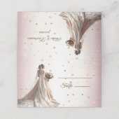 バラ冬の結婚式の花嫁ゴールデンシャイニーハート プレイスカード (外部開封)