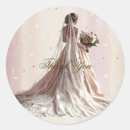 バラ冬の結婚式の花嫁ゴールデンシャイニーハート ラウンドシール