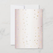 バラ冬の結婚式の花嫁ゴールデンシャイニーハート 出欠カード (裏面)