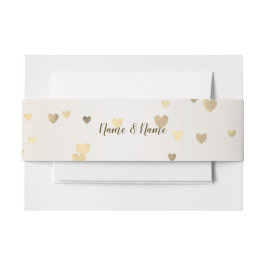 バラ冬の結婚式の花嫁ゴールデンシャイニーハート 招待状ベリーバンド