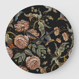 バラ刺繍、ルネッサンススタイル。 ラージ壁時計