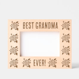 バラ刻印おばあちゃんの枠 レーザー彫刻フレーム