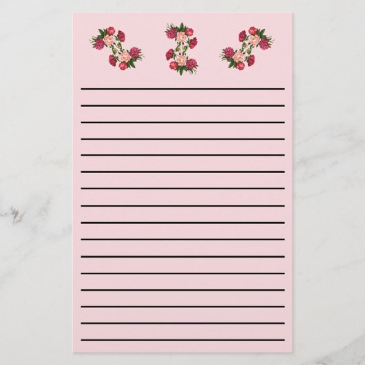 バラ厚線ひな形 便箋 (正面)