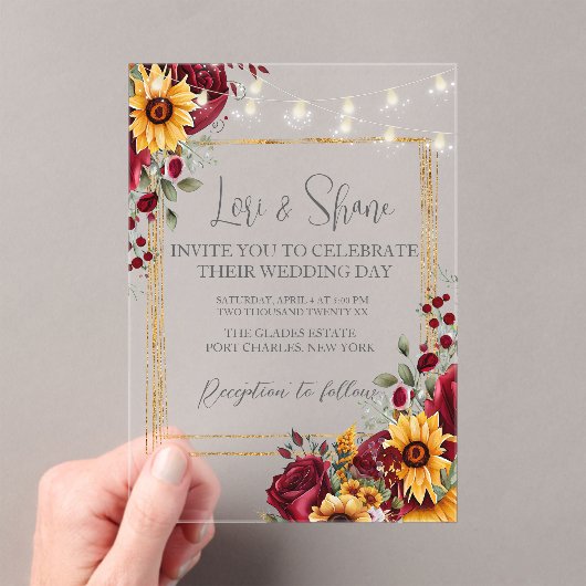 バラ及びアスター結婚ズのアクリル招待状 アクリル招待状 (インサイチュ (ポータブル))