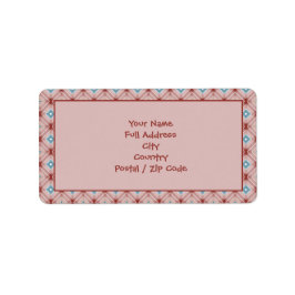 バラ及びティール（緑がかった色）パターン（の模様が）ある差出人住所ラベル ラベル