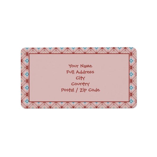 バラ及びティール（緑がかった色）パターン（の模様が）ある差出人住所ラベル ラベル (正面)