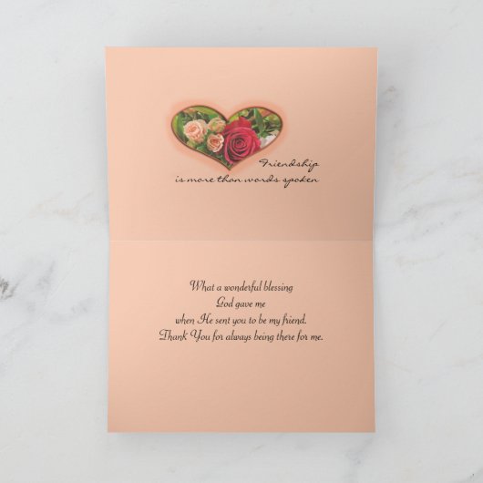 バラ及びハートの親友は大事な行事を梳きます サンキューカード (内部)