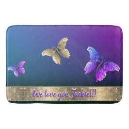 バラ及びバタフライバスマット付き/文字 バスマット