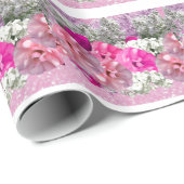 バラ及びピンクフェイクグリッター包装紙 ラッピングペーパー (ロールコーナー)