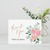 バラ及びユーカリ結婚プス サンキューカード (スタンド正面)