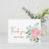 バラ及びユーカリ結婚プス サンキューカード (スタンド正面)