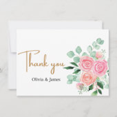 バラ及びユーカリ結婚プス サンキューカード (正面)