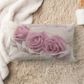 バラ及びレース静物枕 ランバークッション (ブランケット)