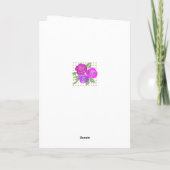 バラ及び白黒金ゴールドストライプ誕生日カード カード (裏面)