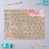 バラ及び金ゴールドハニカムデクページティッシュペーパー 薄葉紙 (クラフト)