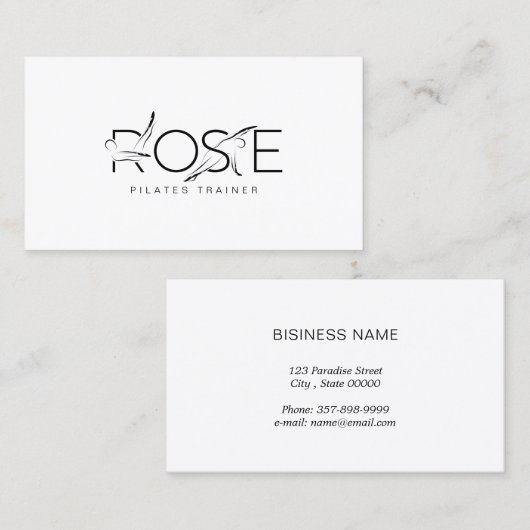 バラ名ピラティスインストラクター名刺 名刺 (正面/裏面)