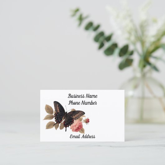 バラ名刺付き蝶 名刺 (スタンド正面)
