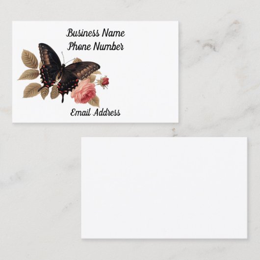 バラ名刺付き蝶 名刺 (正面/裏面)