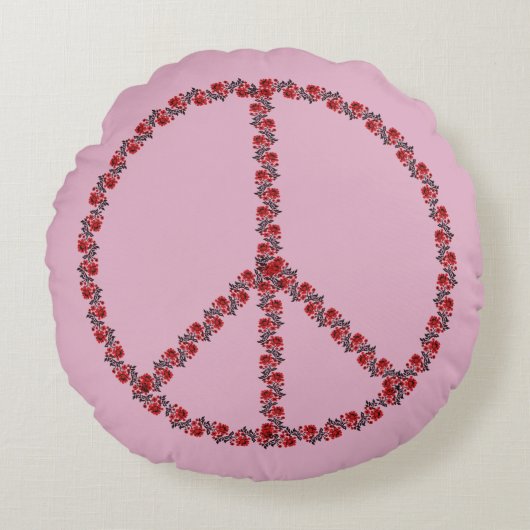 バラ和平サイン ラウンドクッション (正面)