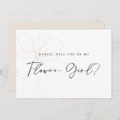 バラ図解入りの、写真付きのフラワーガール提案カード サンキューカード (正面/裏面)