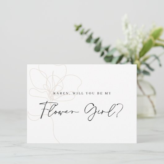 バラ図解入りの、写真付きのフラワーガール提案カード サンキューカード (スタンド正面)