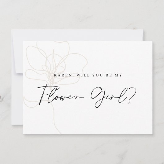 バラ図解入りの、写真付きのフラワーガール提案カード サンキューカード (正面)