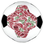 バラ国の赤い緑のヴィンテージフローラ サッカーボール (回転)