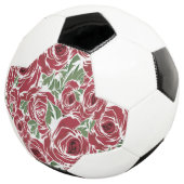 バラ国の赤い緑のヴィンテージフローラ サッカーボール (3/4)
