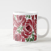 バラ国の赤い緑のヴィンテージフローラ ジャンボコーヒーマグカップ (右)