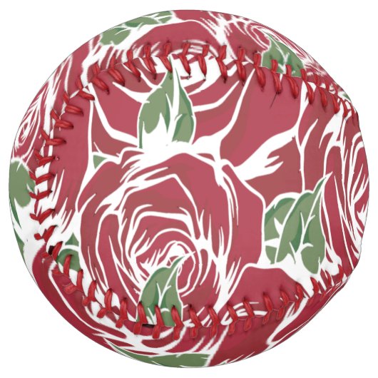 バラ国の赤い緑のヴィンテージフローラ ソフトボール (正面左)