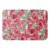 バラ国の赤い緑のヴィンテージフローラ バスマット (正面)