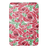 バラ国の赤い緑のヴィンテージフローラ バスマット (正面縦)