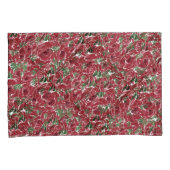 バラ国の赤い緑のヴィンテージフローラ 枕カバー (正面右)