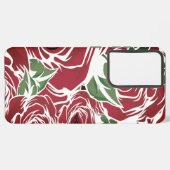 バラ国の赤い緑のヴィンテージフローラ SAMSUNG GALAXYケース (左側面)