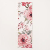 バラ園のピンクの水彩花柄ボタニカル ヨガマット (正面)