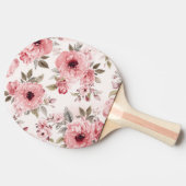 バラ園のピンクの水彩花柄ボタニカル 卓球ラケット (横)