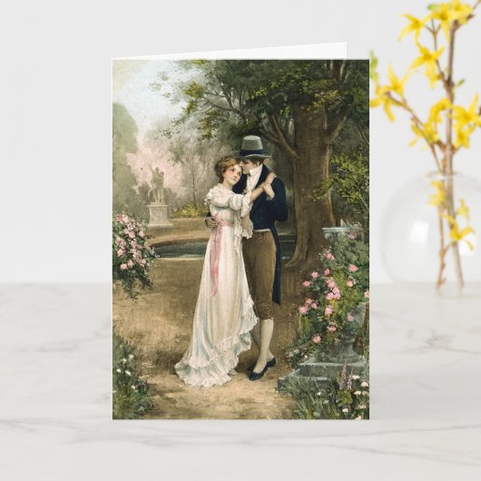 バラ園の恋人 カード (黄色い花)