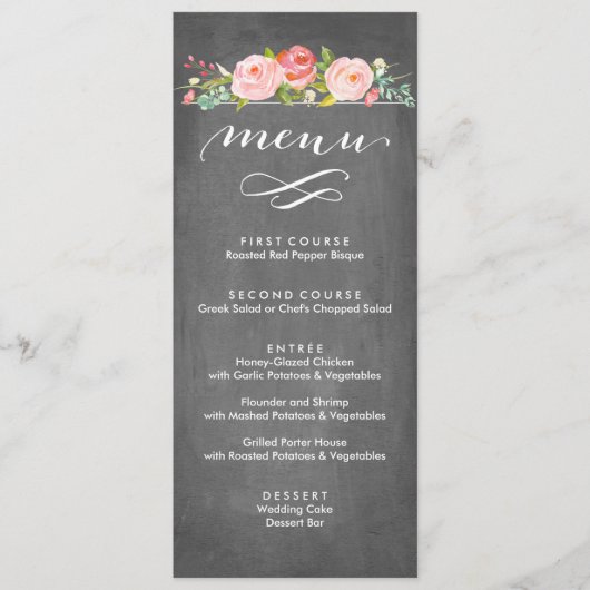 バラ園の花の結婚式メニュー メニュー (正面)