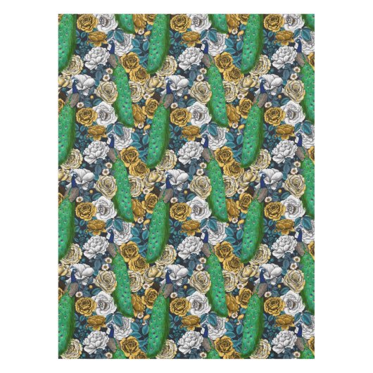 バラ園3の孔雀 テーブルクロス (正面)