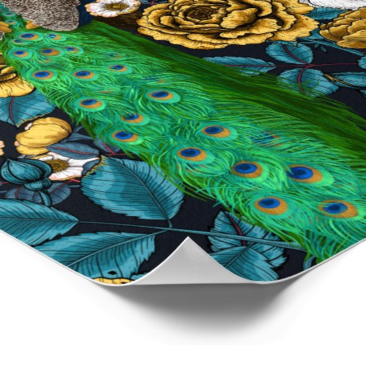 バラ園3の孔雀 ポスター (角)