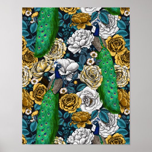 バラ園3の孔雀 ポスター (正面)